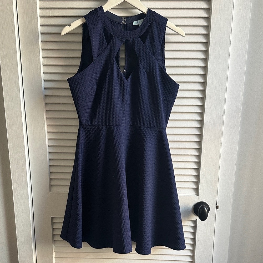 Elegant Navy Blue Sleeveless Dress